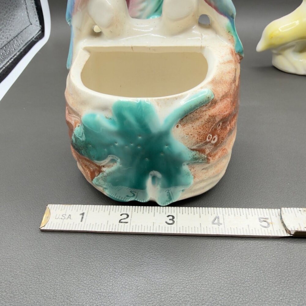Vintage Wall Pockets Vase Planter Morton Art Pottery Bird of Paradise Pastels - Picture 6 of 16